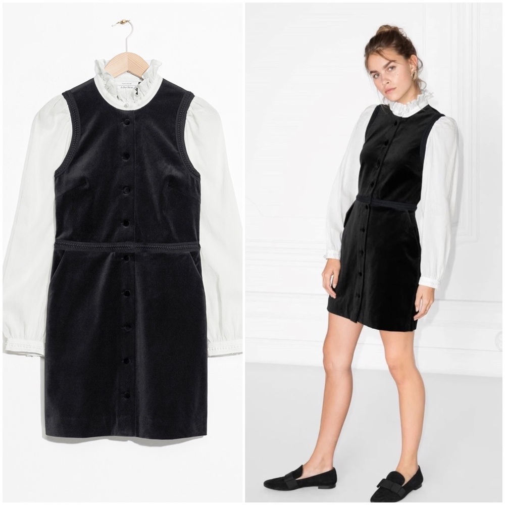 & Other Stories Velvet Dress with Attached Blouse x Lou Doillon Collaboration